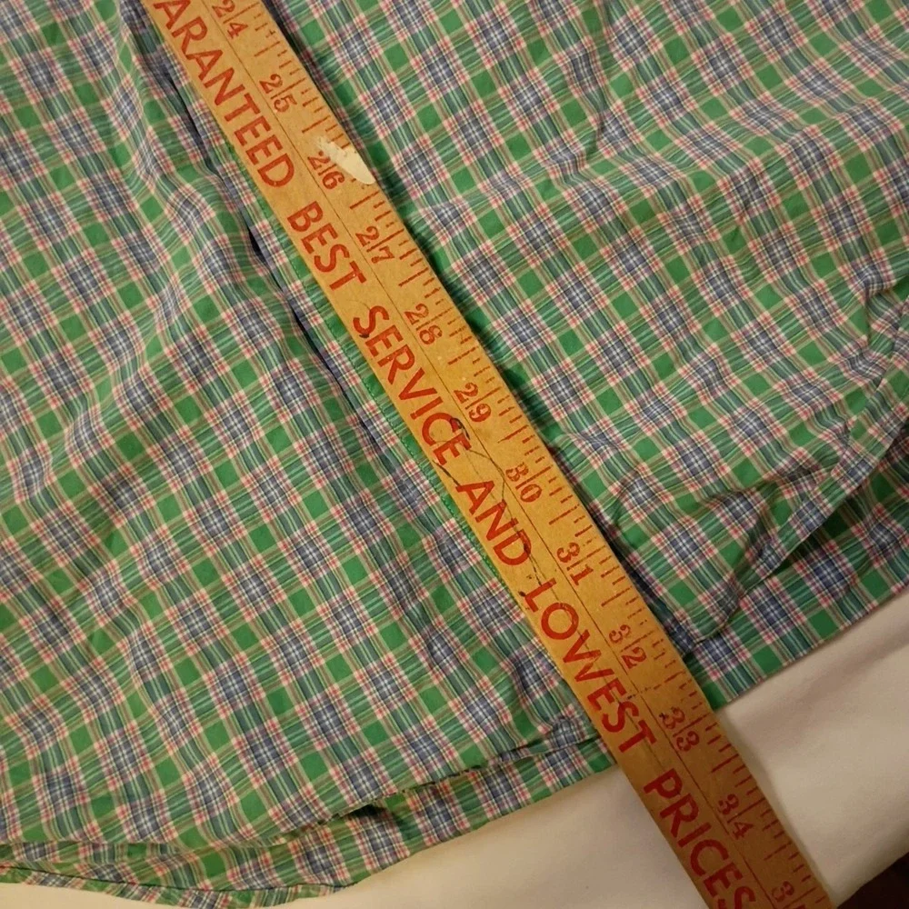 Polo Ralph Lauren Shirt Men Medium Green Pink Plaid Button Down Long Sleeve Pony